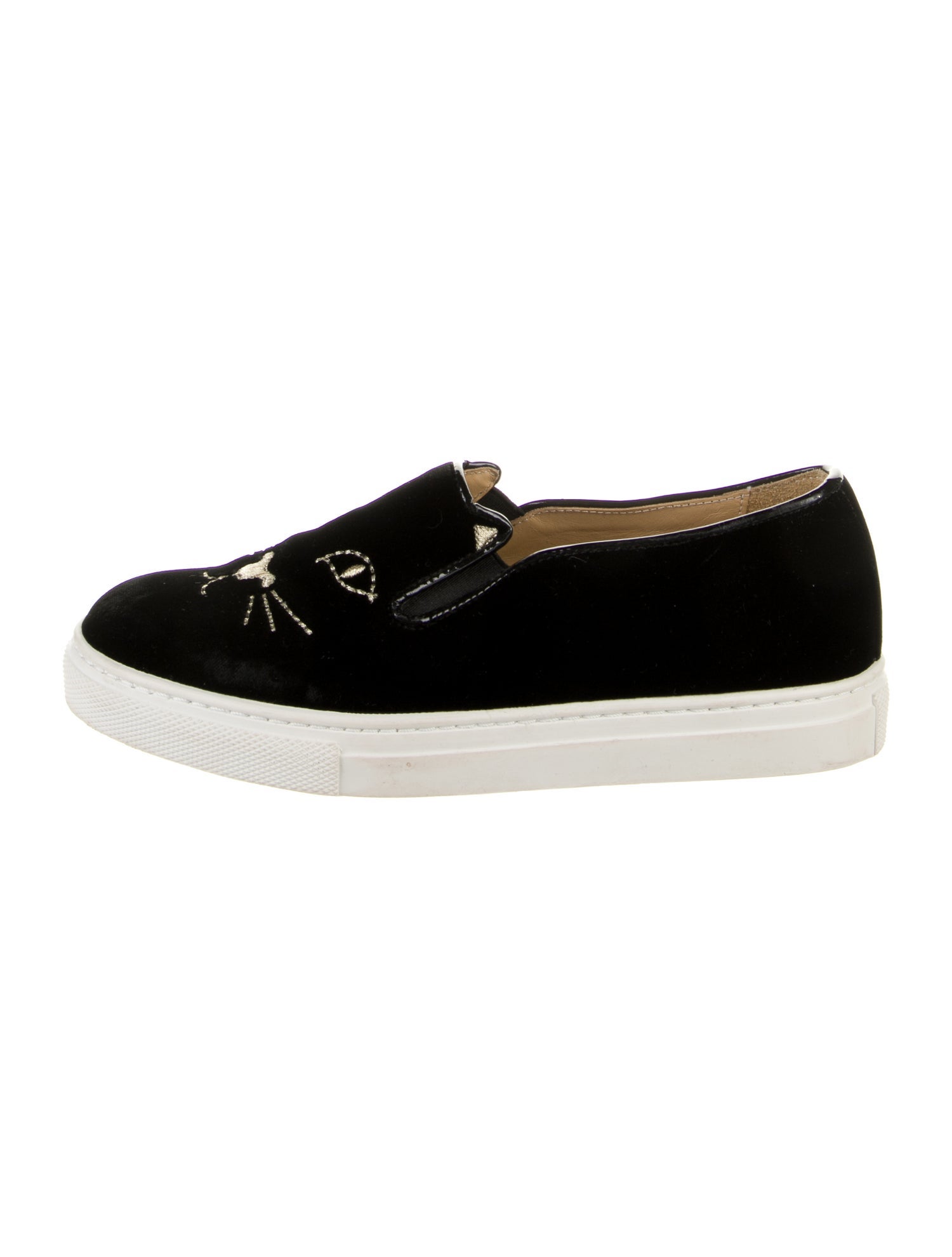 Charlotte Olympia Velvet Embroidered Accent Sneakers