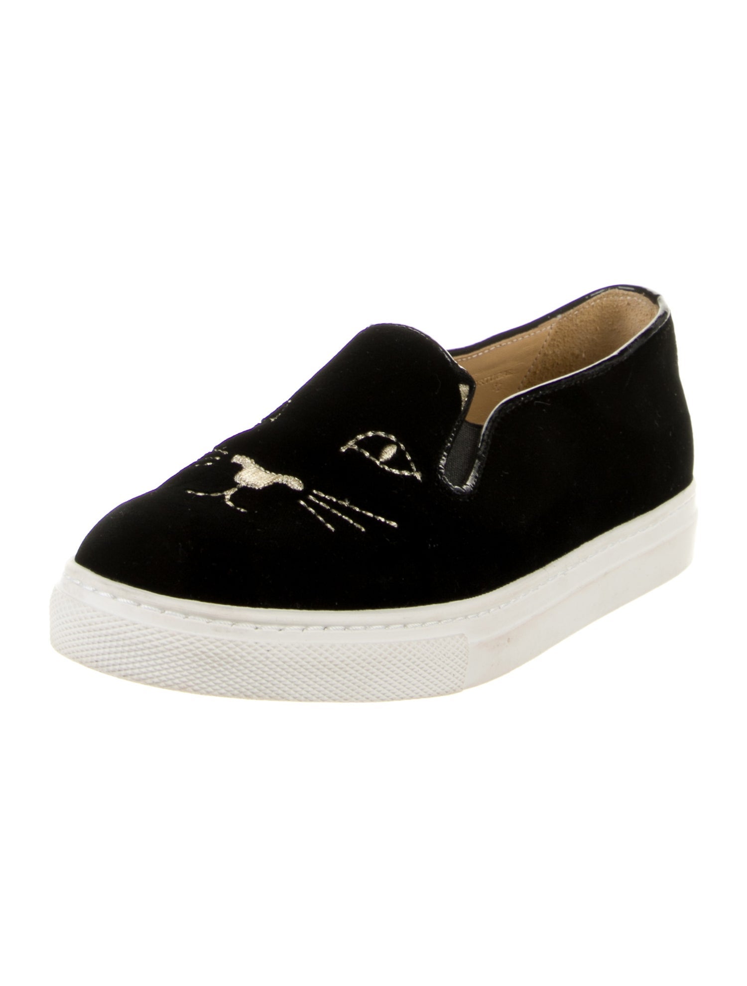 Charlotte Olympia Velvet Embroidered Accent Sneakers