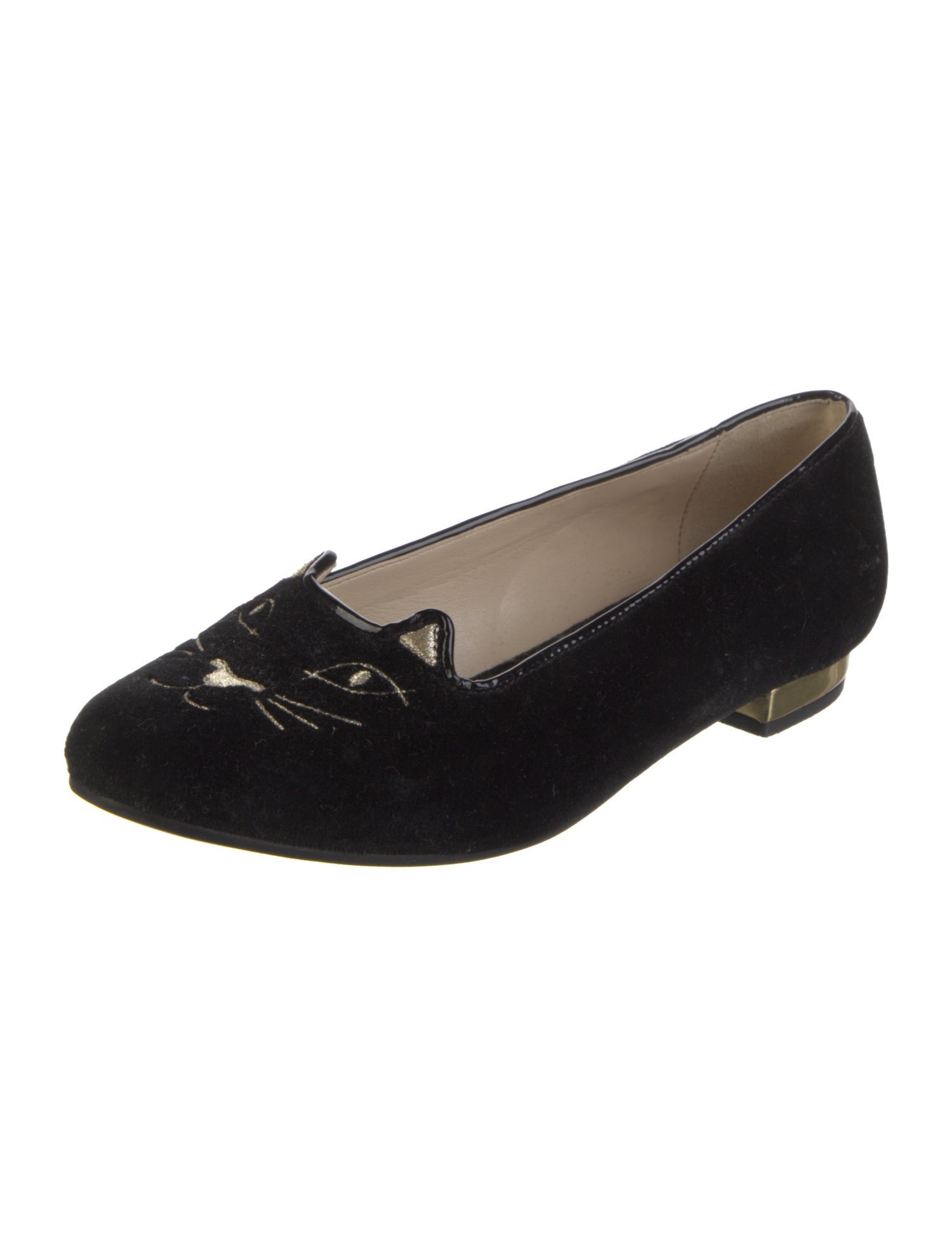Charlotte Olympia Velvet Embroidered Accent Loafers