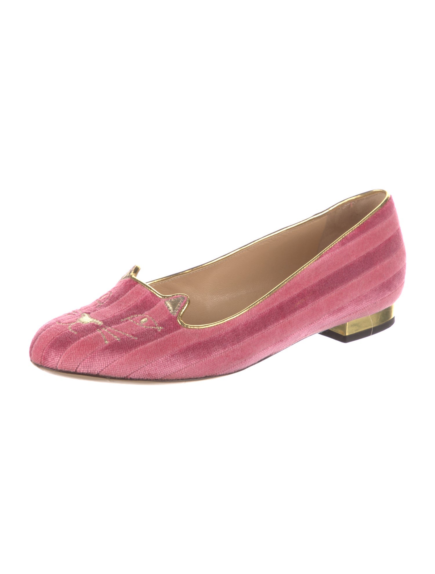 Charlotte Olympia Velvet Embroidered Accent Loafers