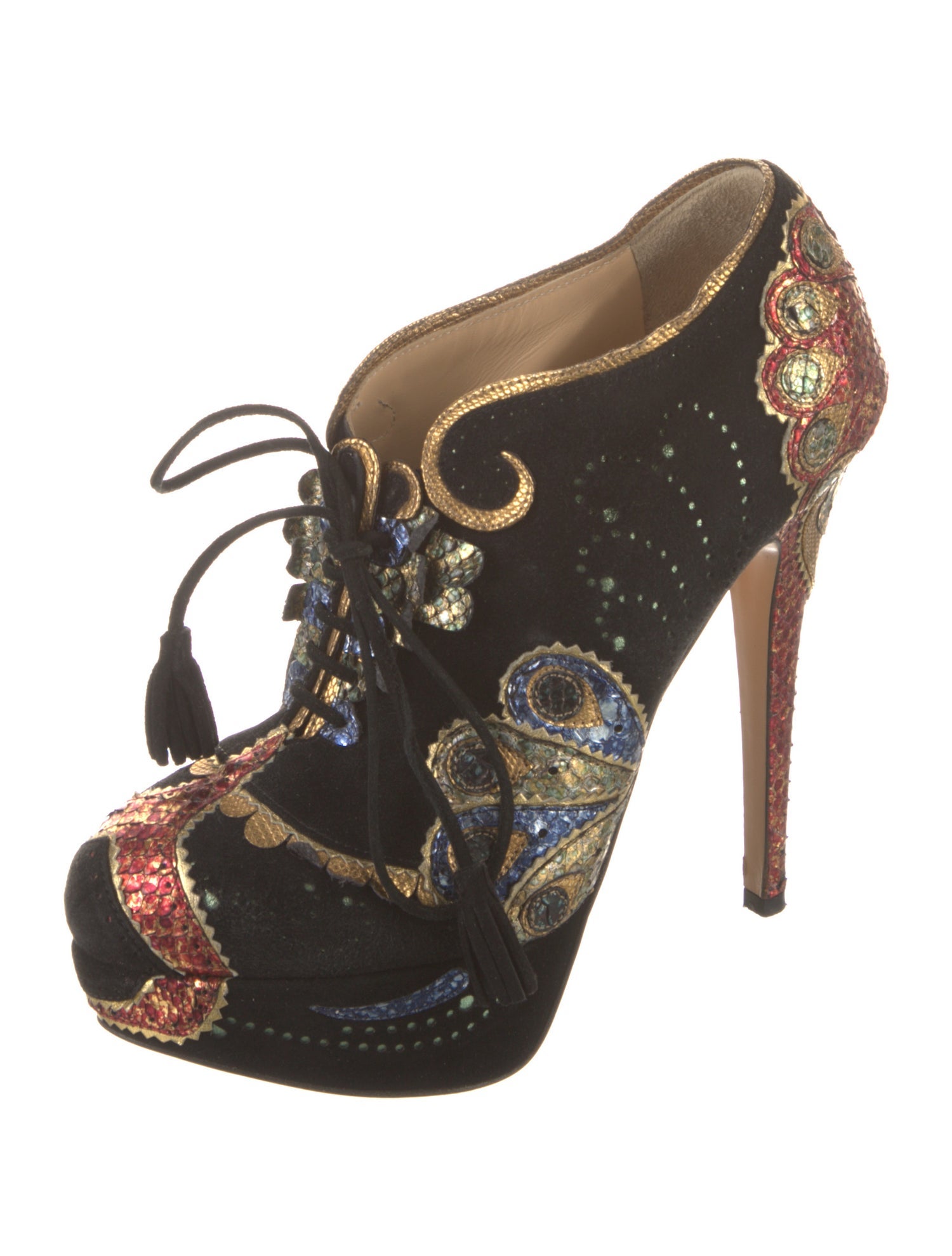 Charlotte Olympia Suede Floral Print Pumps