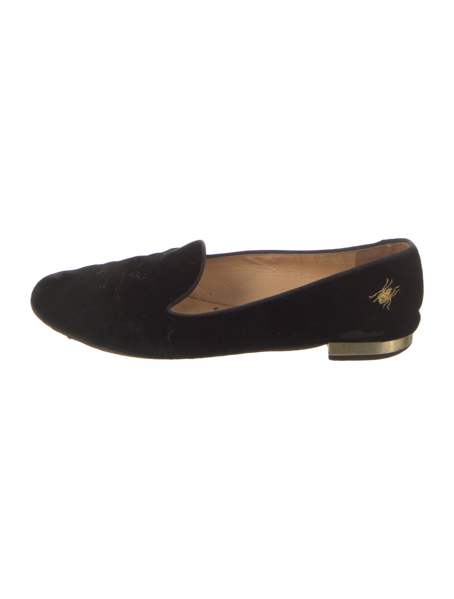 Charlotte Olympia Velvet Embroidered Accent Loafers