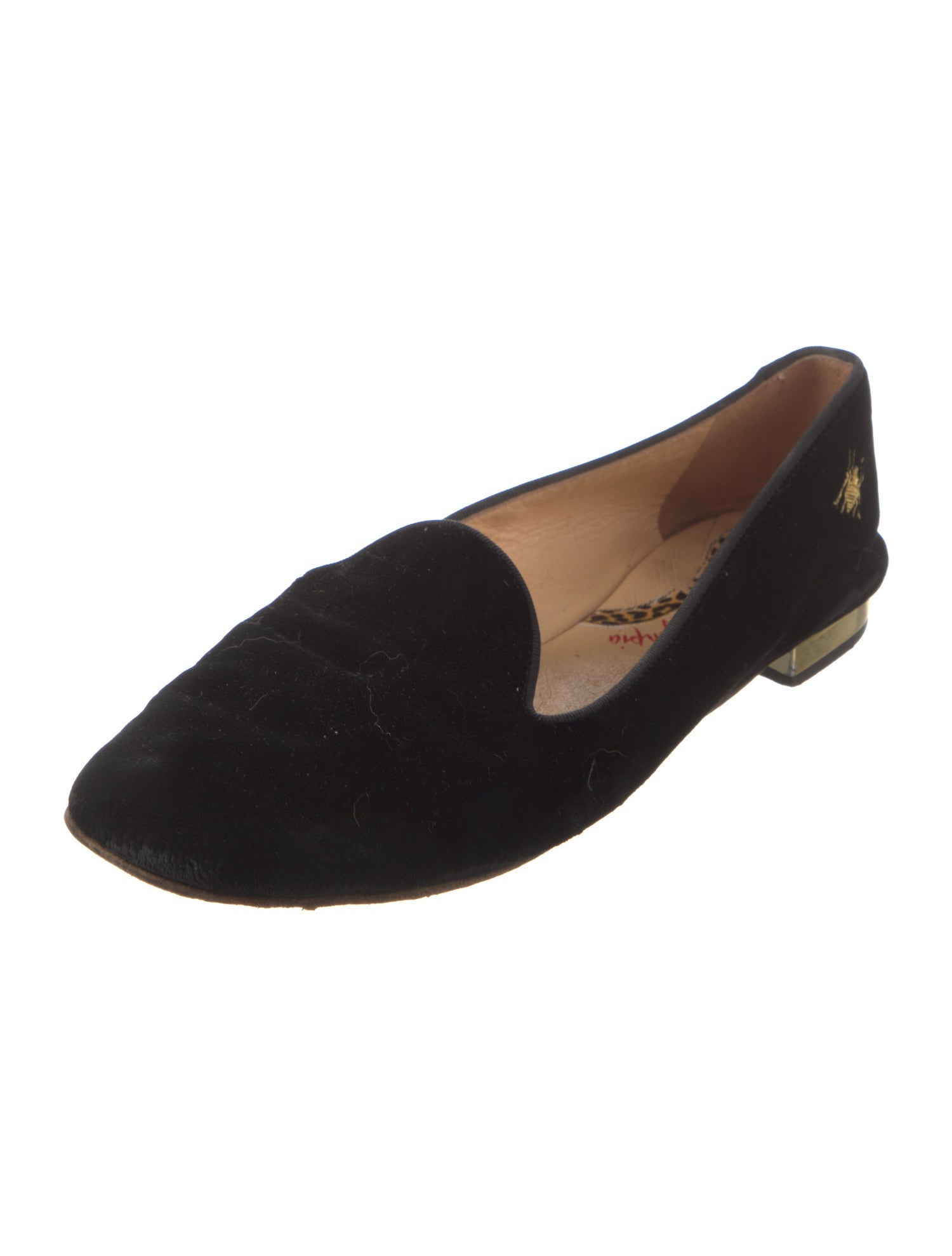 Charlotte Olympia Velvet Embroidered Accent Loafers