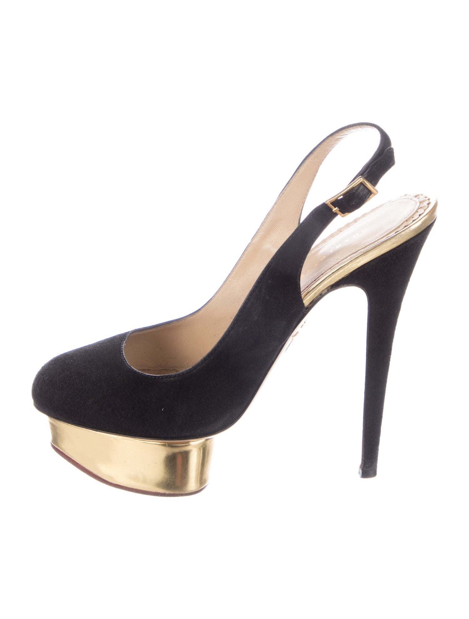 Charlotte Olympia Suede Slingback Pumps