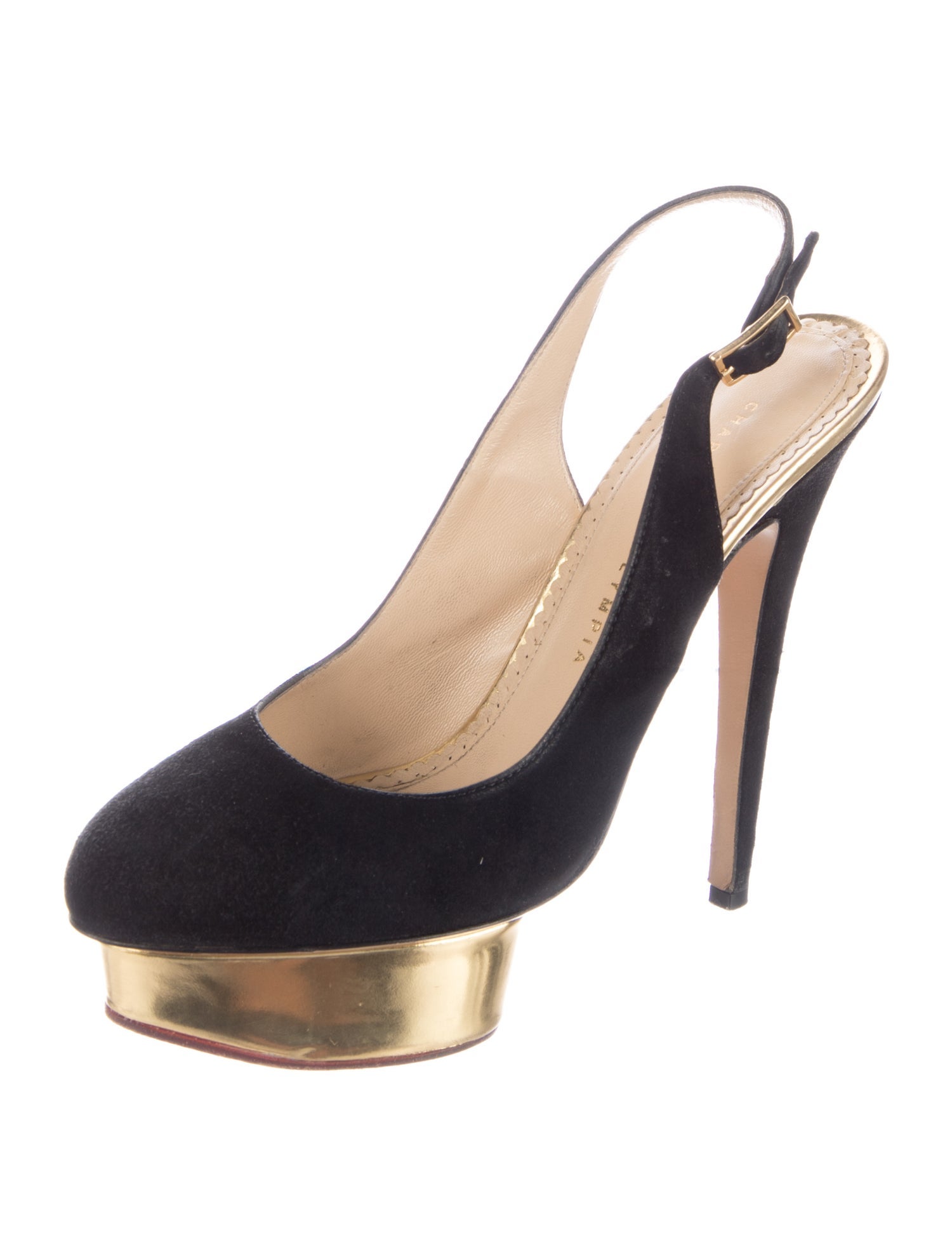 Charlotte Olympia Suede Slingback Pumps