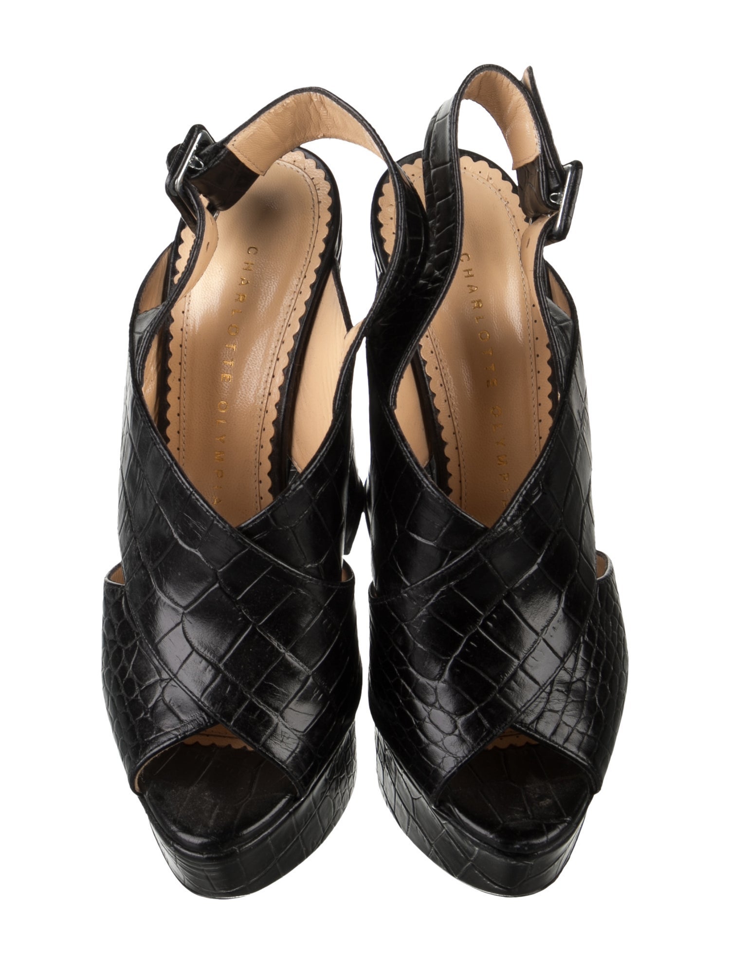 Charlotte Olympia Leather Animal Print Pumps