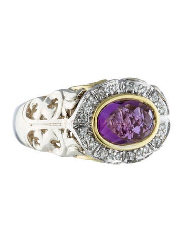 Charles Krypell Amethyst & Diamond Cocktail Ring