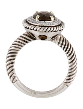 Charles Krypell Smoky Quartz & Diamond Halo Ring