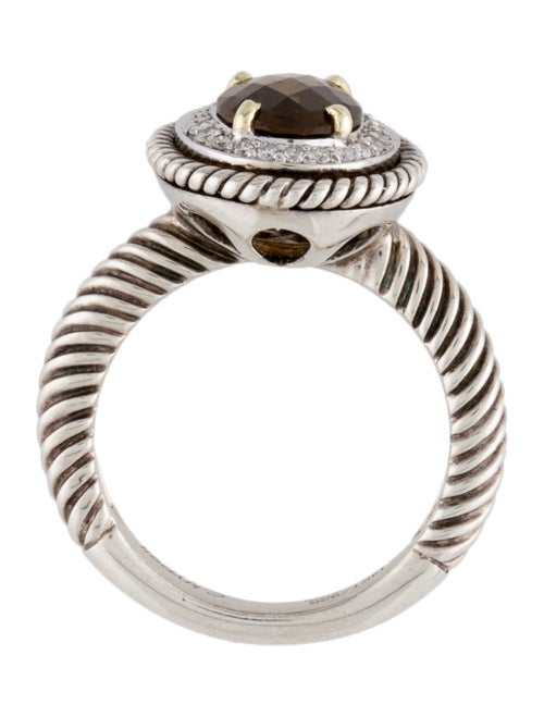 Charles Krypell Smoky Quartz & Diamond Halo Ring