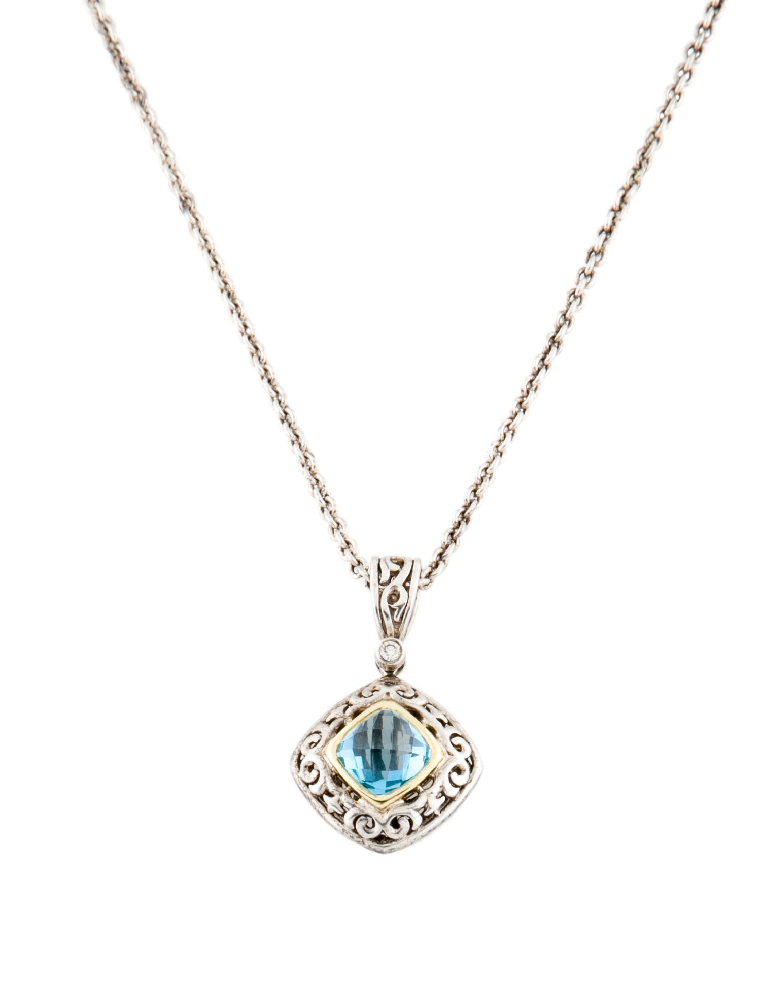 Charles Krypell Two-Tone Topaz & Diamond Pendant Necklace