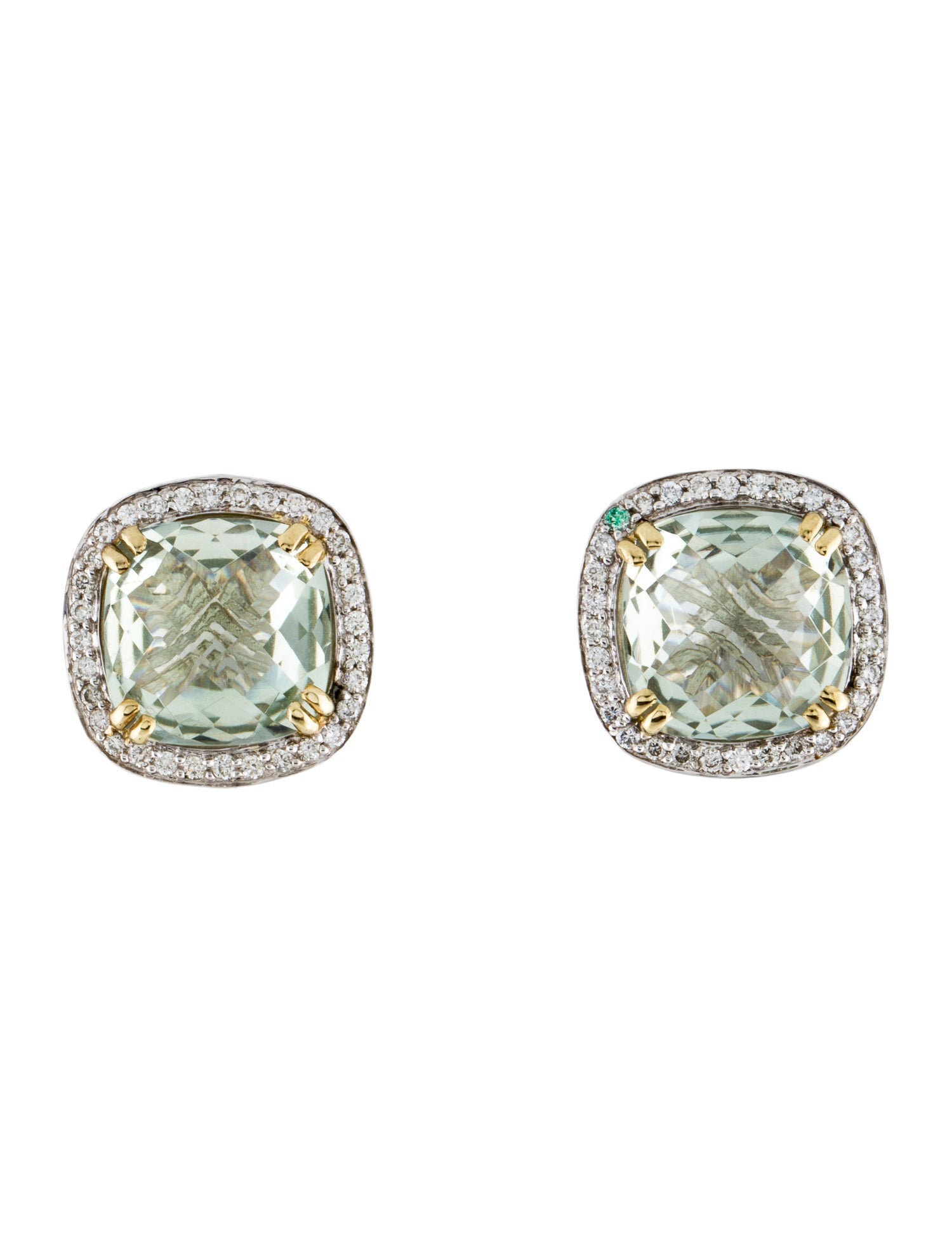 Charles Krypell Prasiolite & Diamond Earclip Earrings