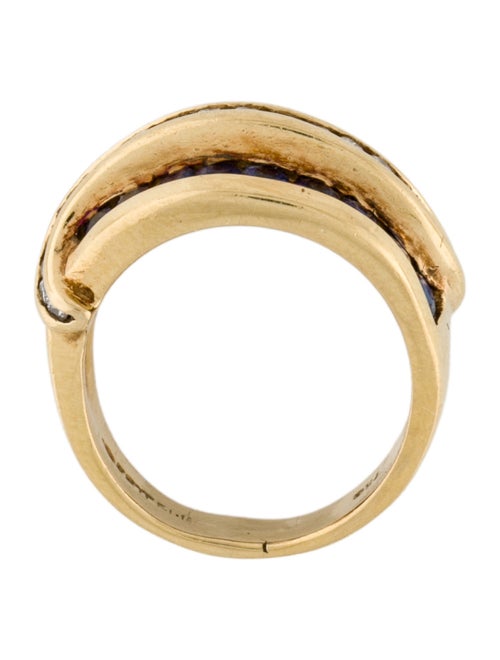 Charles Krypell 18K Diamond, Emerald & Sapphire Three Row Band