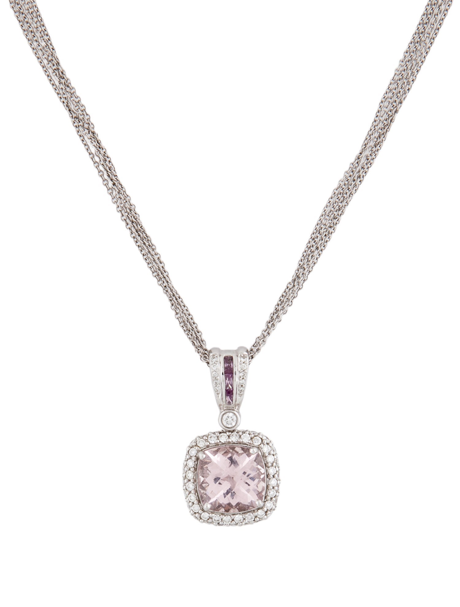 Charles Krypell 18K Morganite, Pink Sapphire & Diamond Pendant Necklace