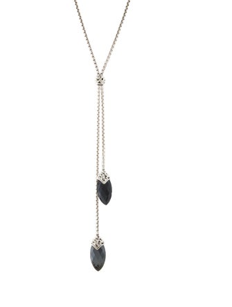 Charles Krypell Hematine & Quartz Doublet Lavalier Necklace