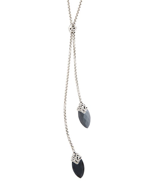 Charles Krypell Hematine & Quartz Doublet Lavalier Necklace