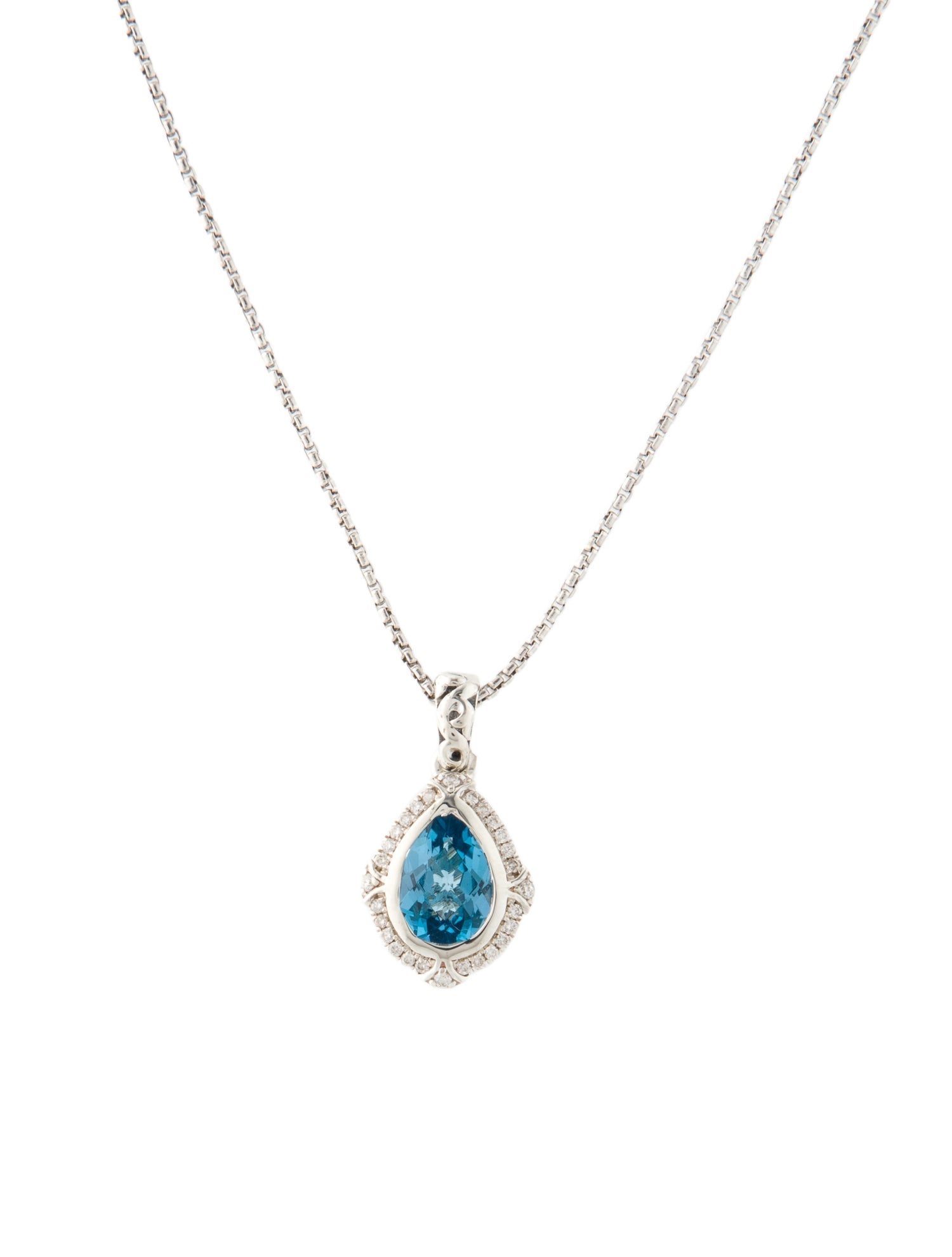 Charles Krypell Topaz & Diamond Pendant Necklace