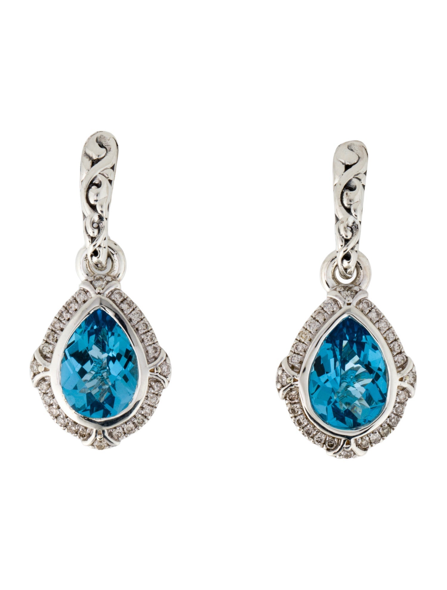 Charles Krypell Topaz & Diamond Drop Earrings