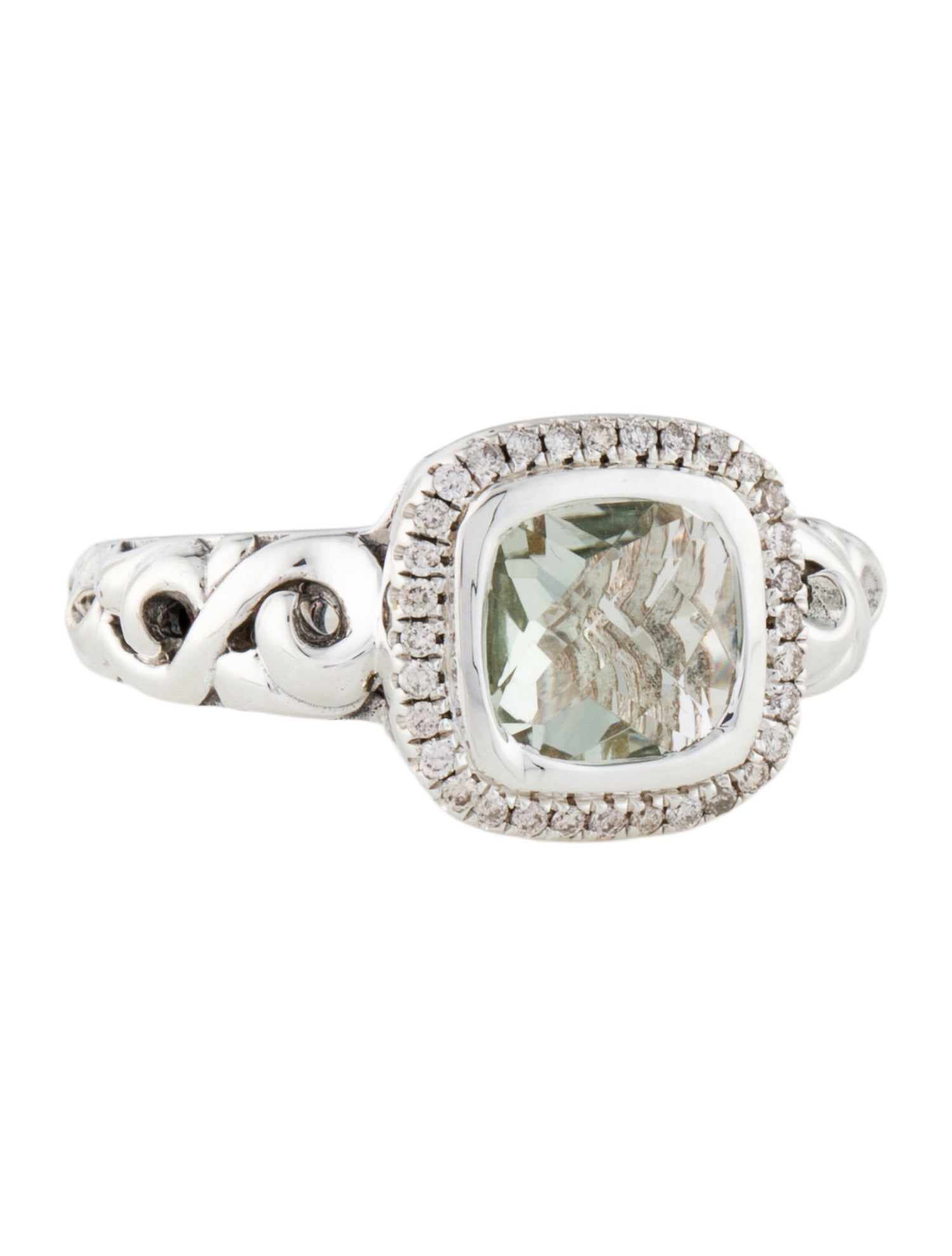 Charles Krypell Prasiolite & Diamond Cocktail Ring