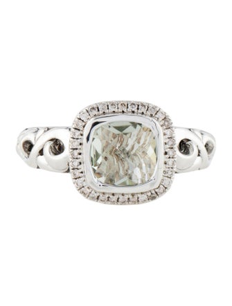 Charles Krypell Prasiolite & Diamond Cocktail Ring