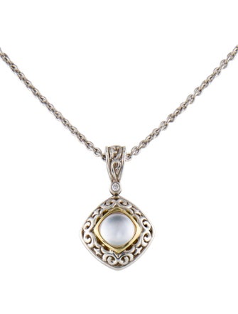 Charles Krypell Mother Of Pearl, Quartz & Diamond Pendant Necklace