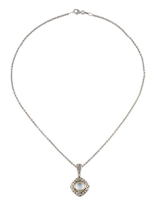 Charles Krypell Mother Of Pearl, Quartz & Diamond Pendant Necklace