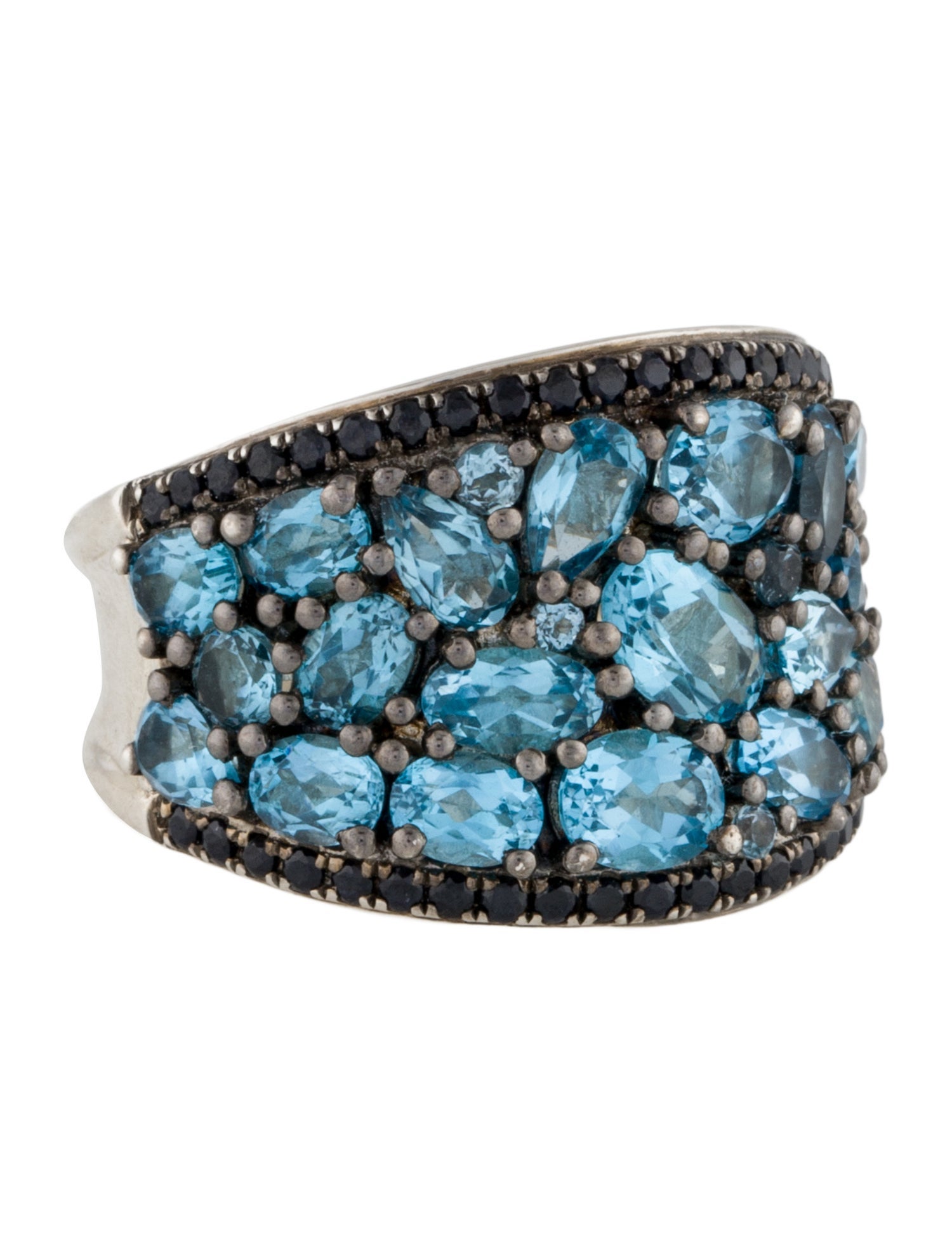 Charles Krypell Sapphire & Topaz Roxy Concave Band