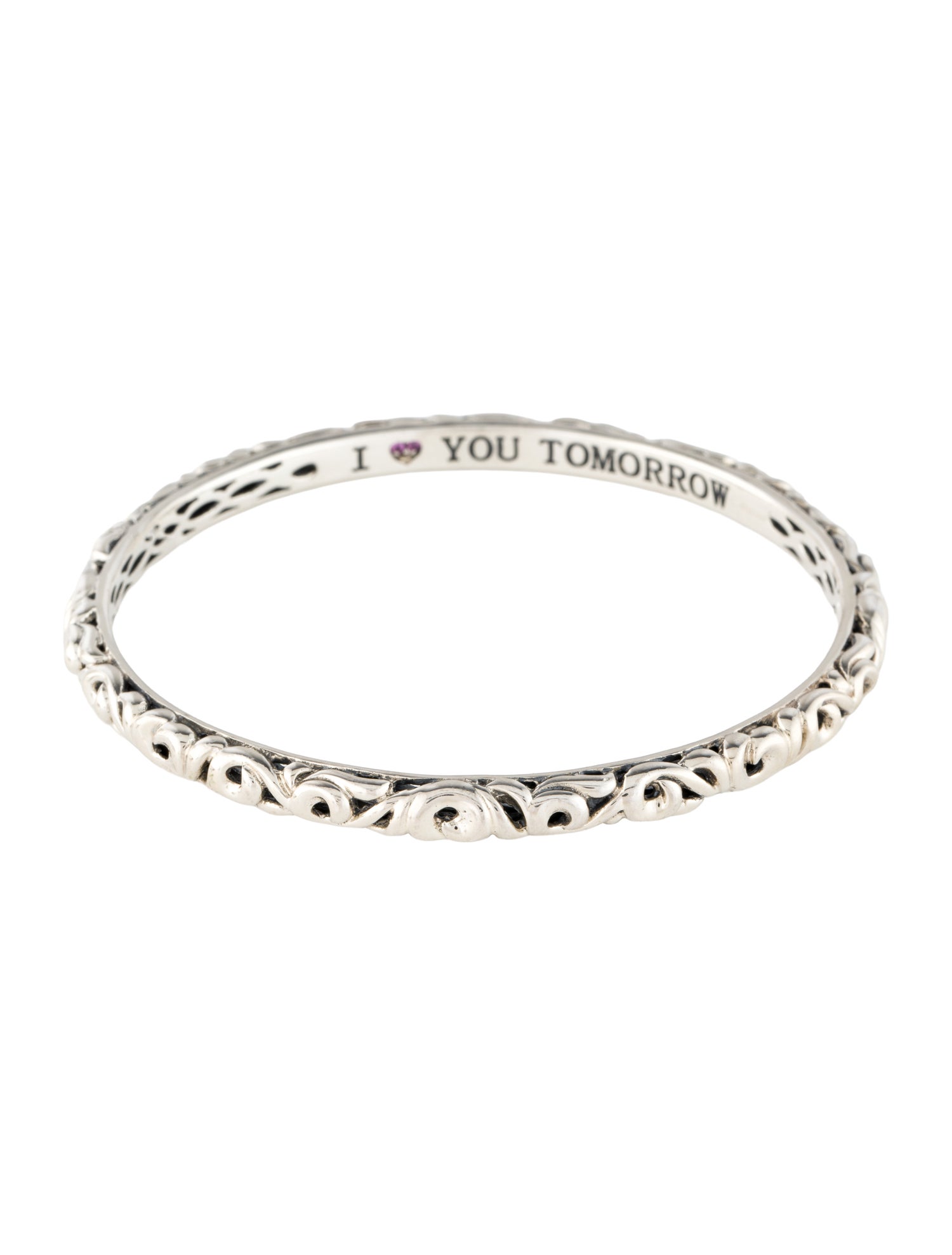 Charles Krypell Vine Motif 'I ♡ YOU TOMORROW' Bangle Bracelet