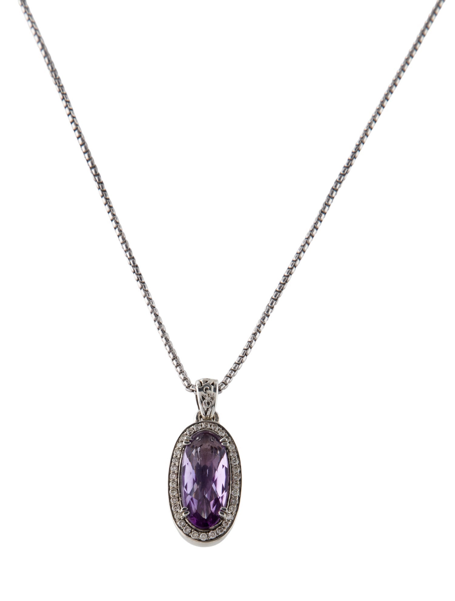Charles Krypell Amethyst & Diamond Pendant Necklace
