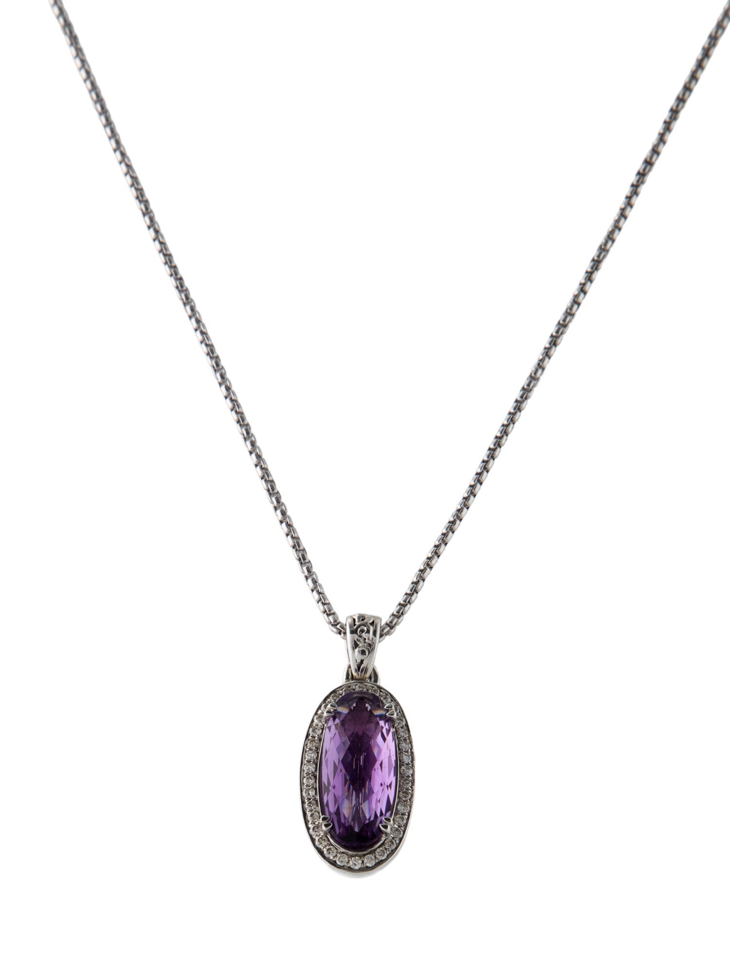 Charles Krypell Amethyst & Diamond Pendant Necklace