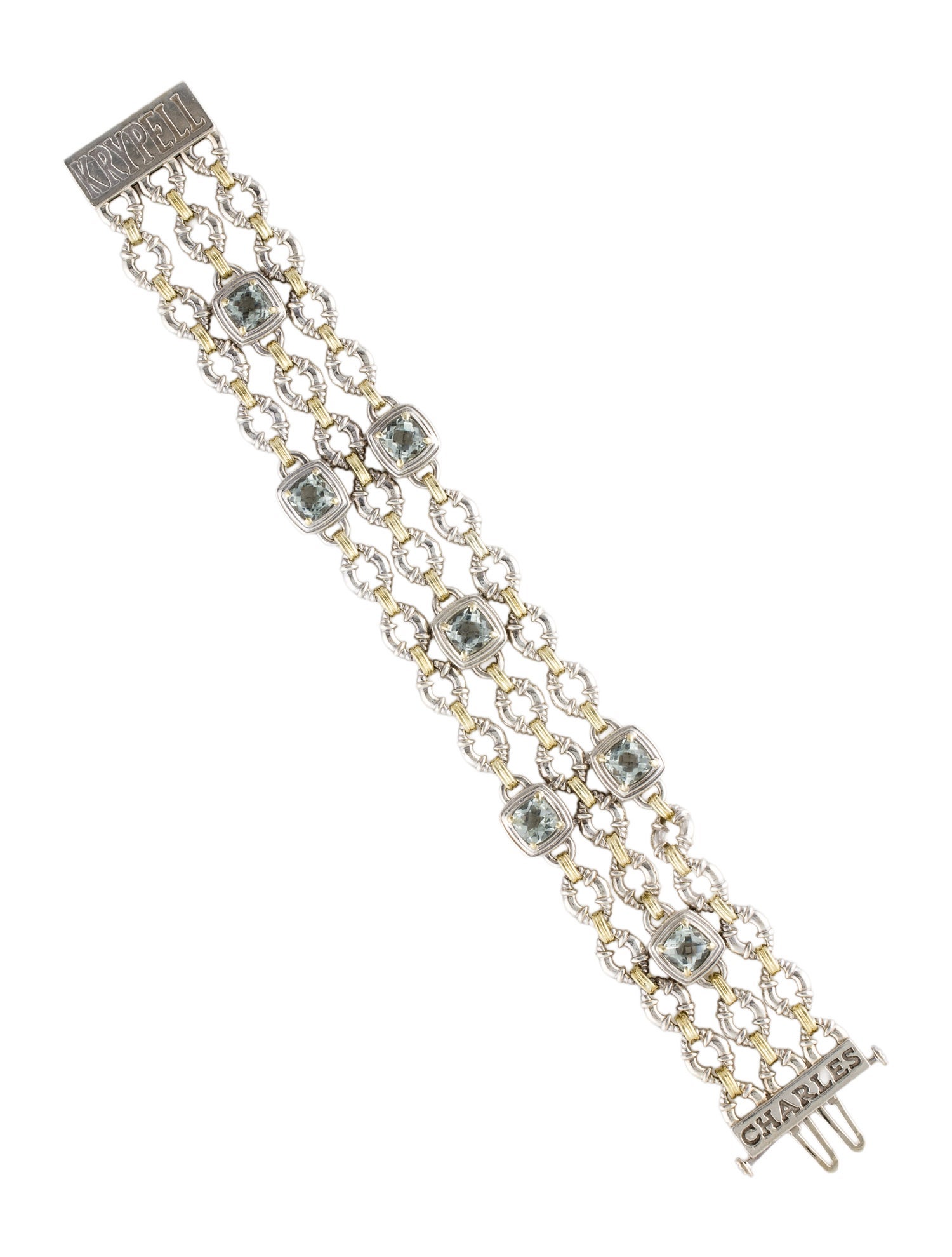 Charles Krypell Prasiolite Three-Row Station Bracelet