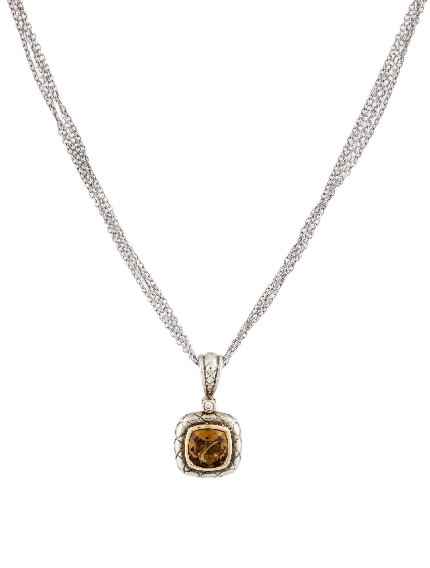 Charles Krypell Citrine & Diamond Pendant Necklace