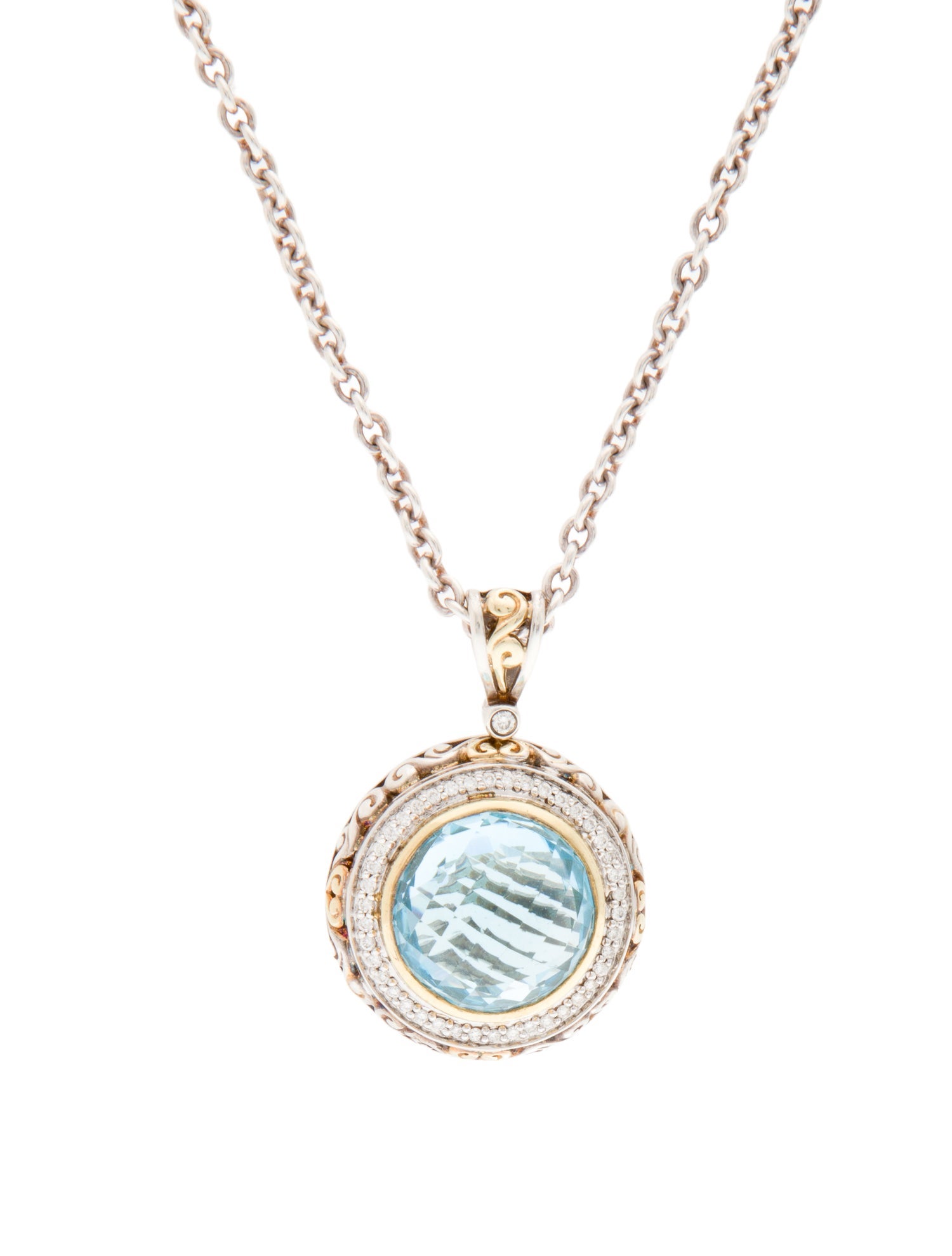 Charles Krypell Topaz & Diamond Pendant Necklace