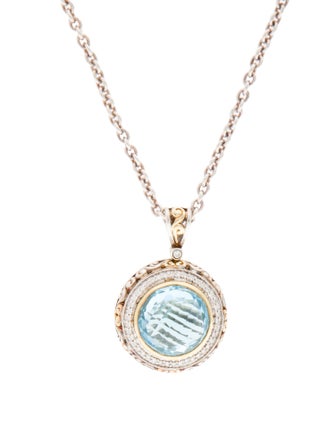 Charles Krypell Topaz & Diamond Pendant Necklace