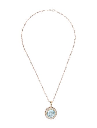 Charles Krypell Topaz & Diamond Pendant Necklace