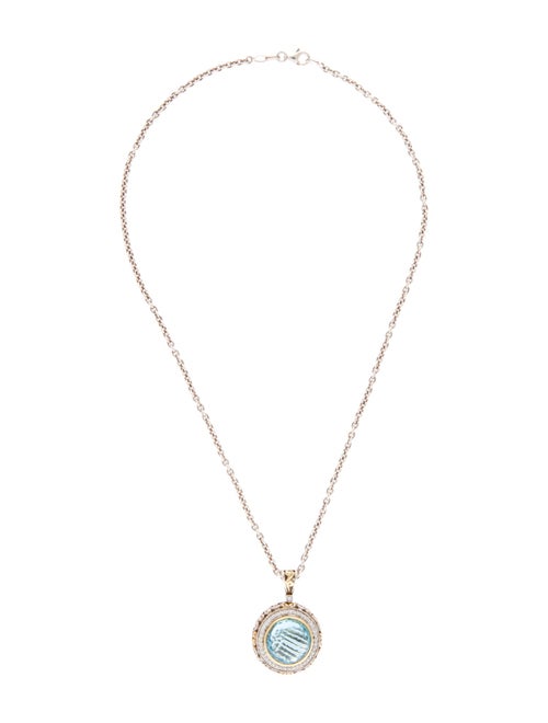 Charles Krypell Topaz & Diamond Pendant Necklace