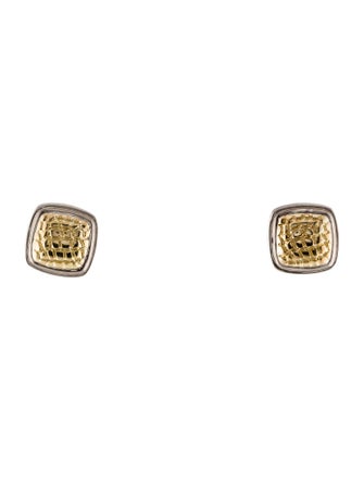 Charles Krypell Two-Tone Embossed Square Earclips
