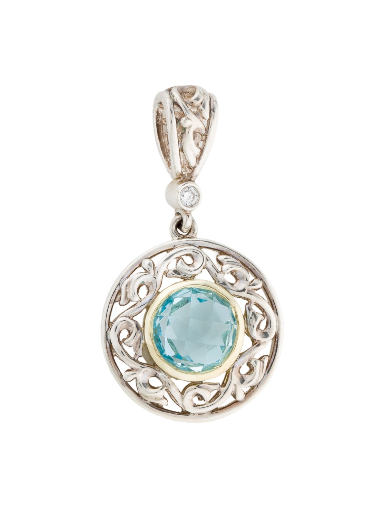 Charles Krypell Two-Tone Topaz and Diamond Pendant