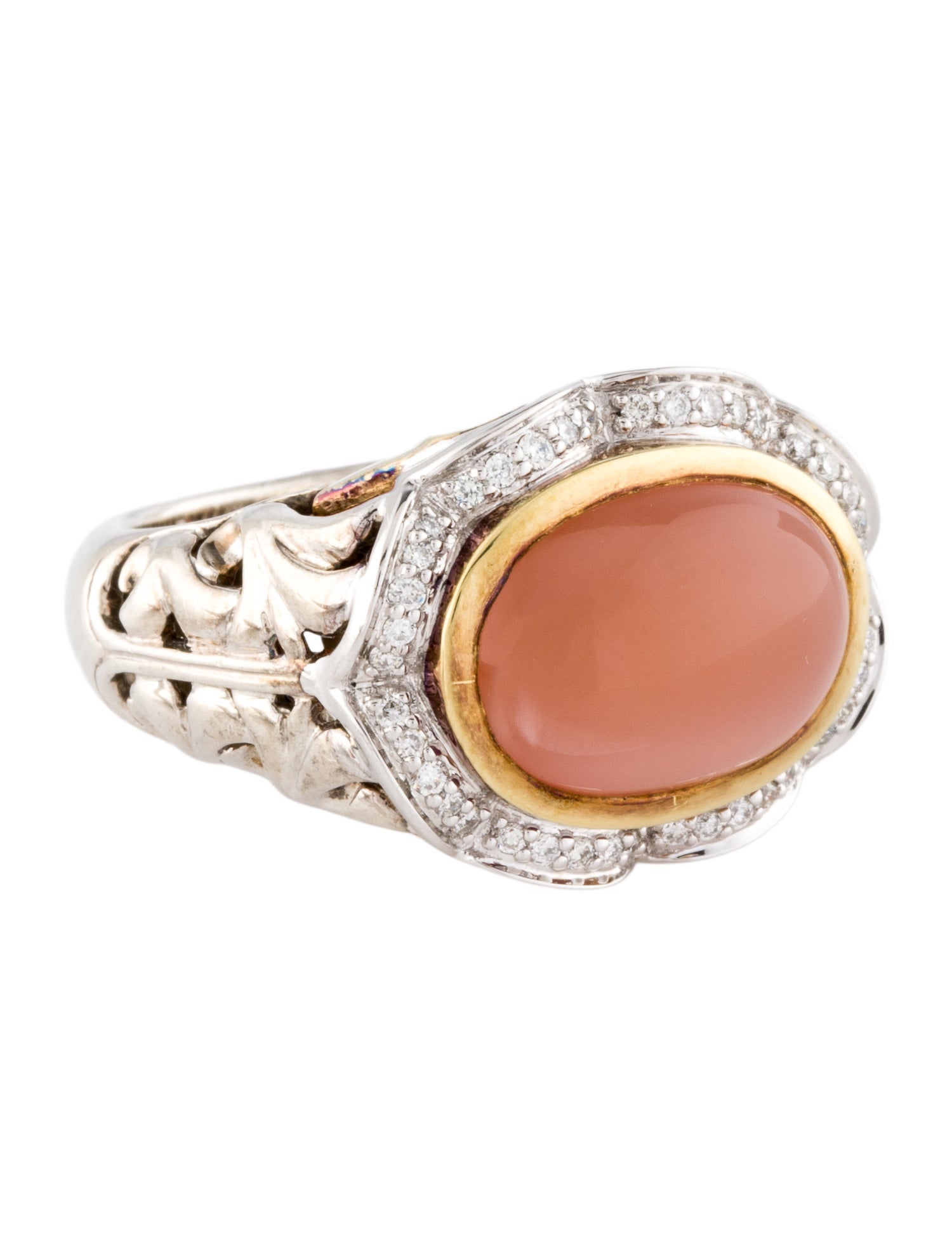 Charles Krypell Sunstone & Diamond Cocktail Ring