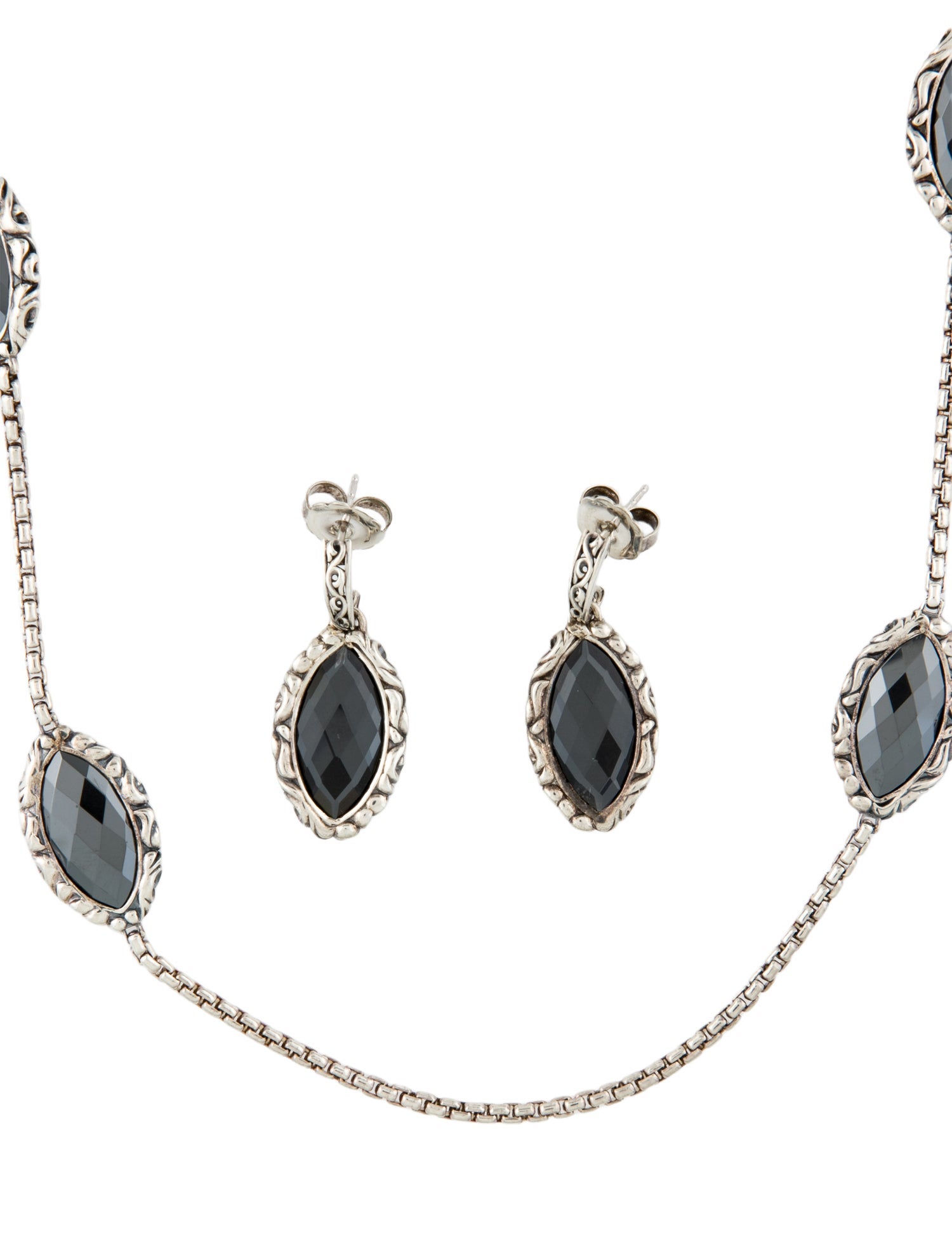 Charles Krypell Hematite & Quartz Doublet Necklace & Earring Sets