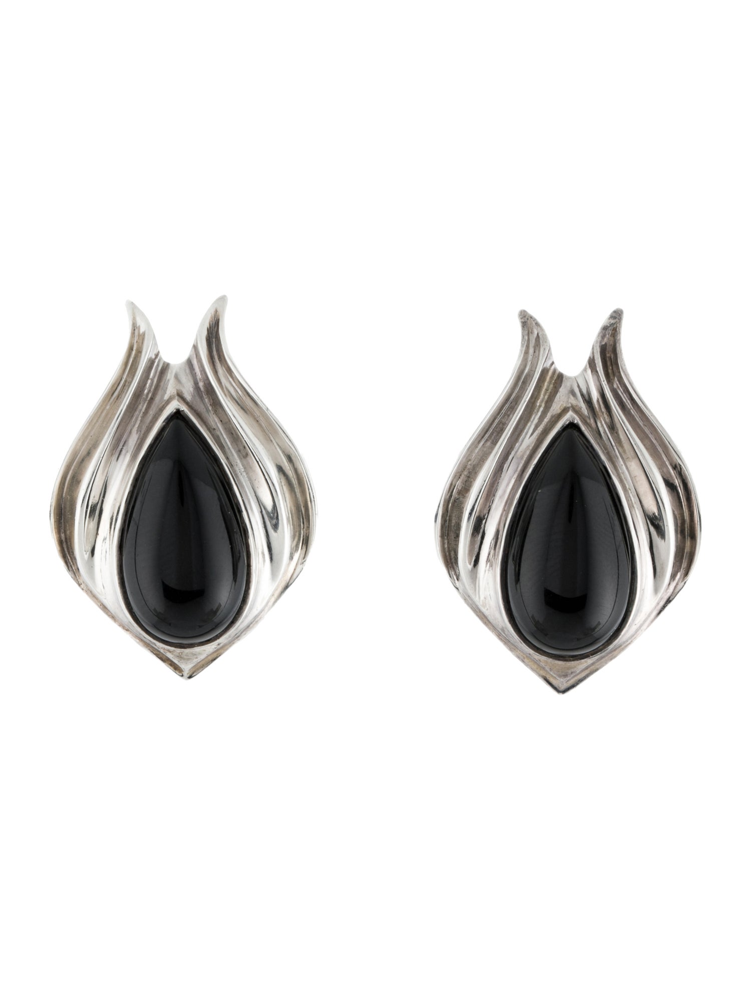 Charles Krypell Vintage Onyx Fluted Earclips