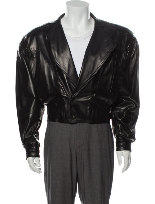 Claude Montana Leather Moto Jacket Black
