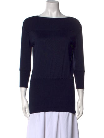 Claude Montana Bateau Neckline Three-Quarter Sleeve Top