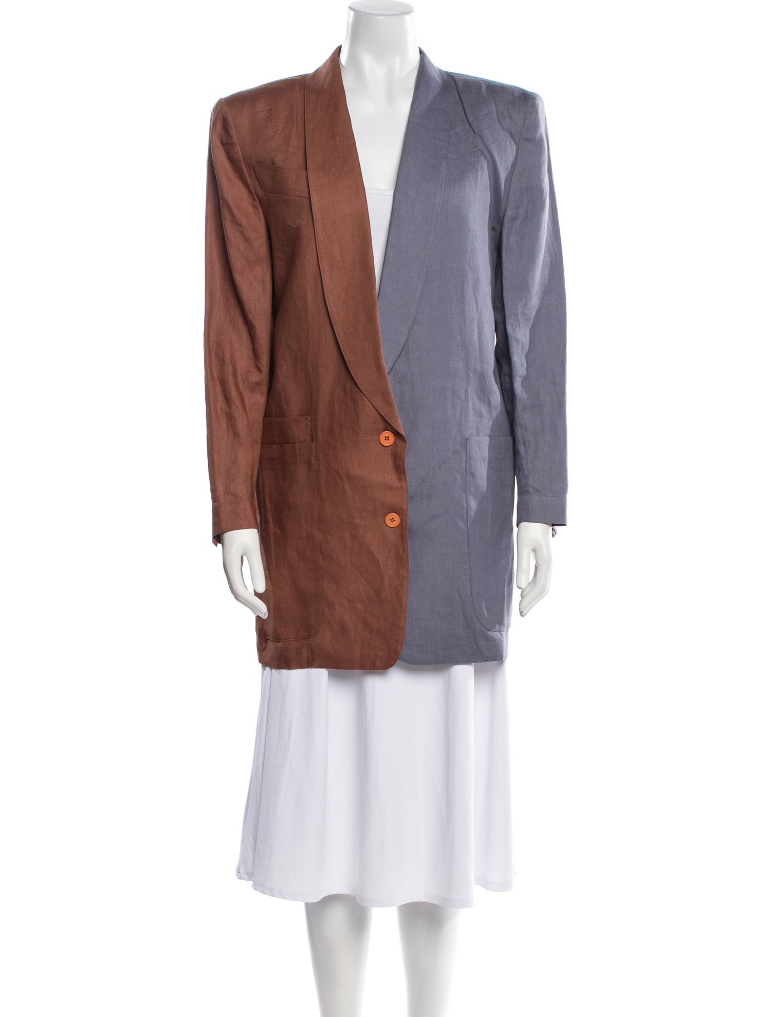 Claude Montana Linen Colorblock Pattern Blazer