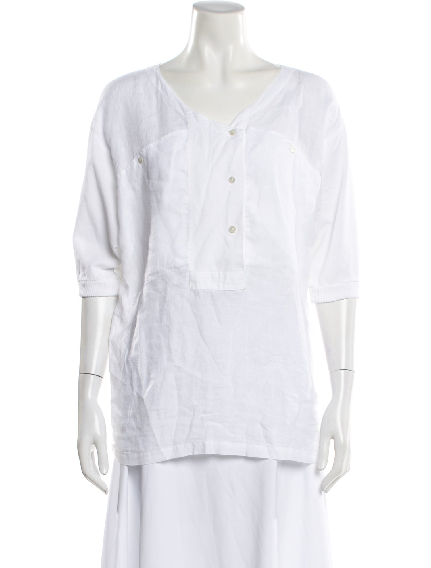 Claude Montana Linen V-Neck Top