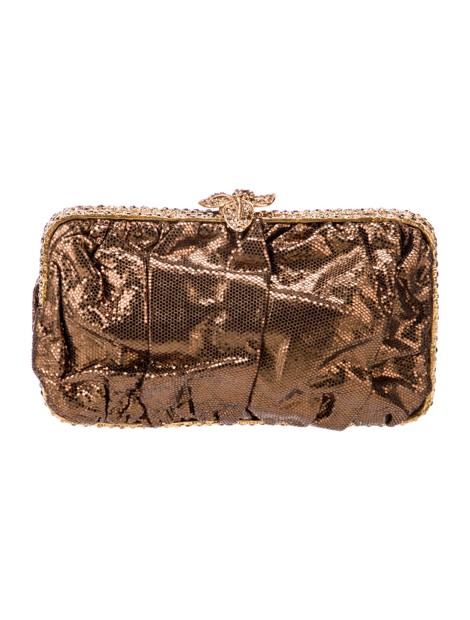 バッグ Clara Kasavina Clara Kasavina Black Crocodile Purse with Crystal Mesh and