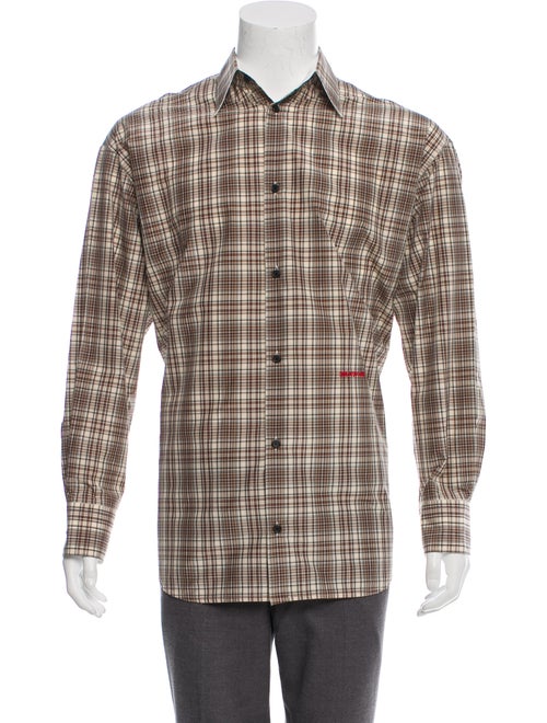 Calvin Klein 205W39Nyc Silk-Blend Madras Plaid Shi