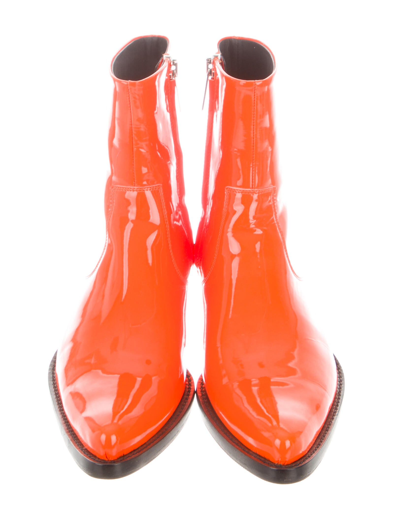 orange patent boots