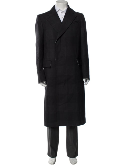 Calvin Klein 205W39NYC Virgin Wool Plaid Print Overcoat