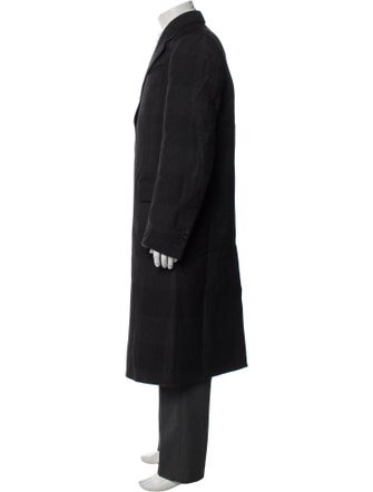 Calvin Klein 205W39NYC Virgin Wool Plaid Print Overcoat