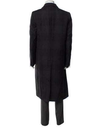Calvin Klein 205W39NYC Virgin Wool Plaid Print Overcoat